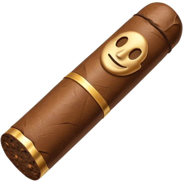 Emoji-style cigar icon, dark brown wrapper, subtle smoke, minimalistic, clean silhouette, metal details, no gold details emoji