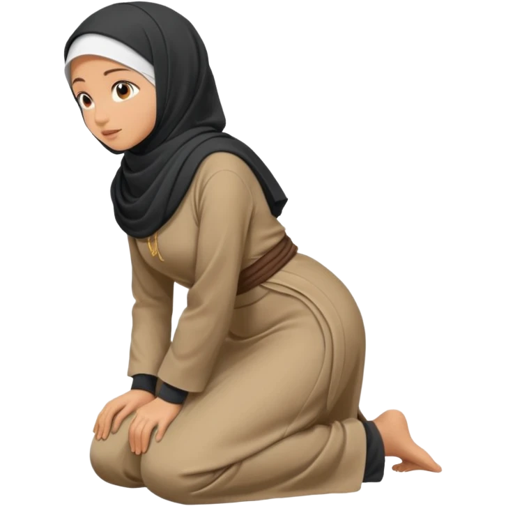 Islamic Woman Kneeling prostrated side view emoji