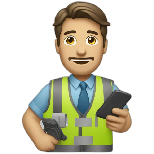 trabajador con un celular emoji