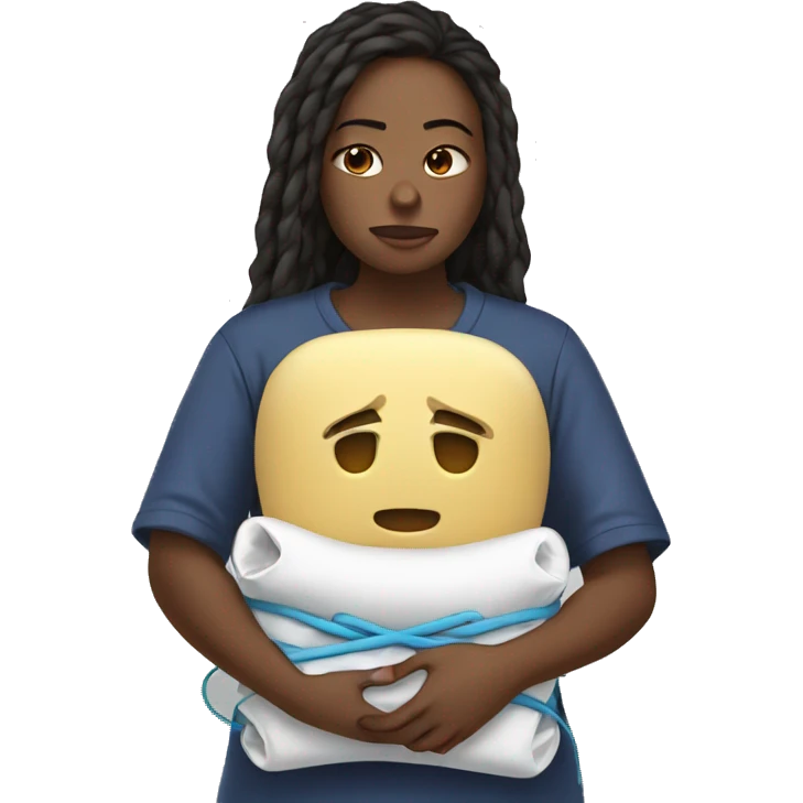 girl in pain holding heating pad with cord emoji