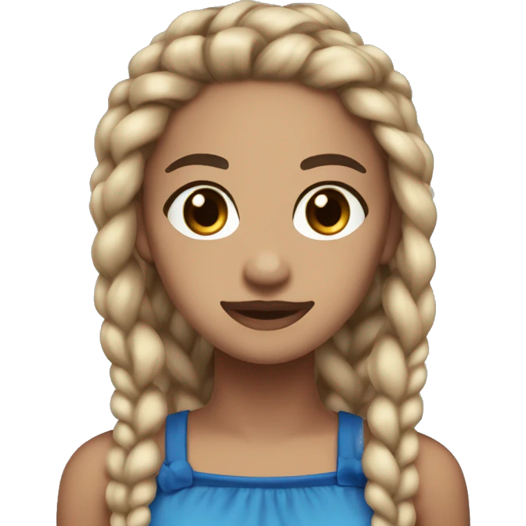 Light skin long blue braids brown eyes with a blue bow and a black crop top emoji