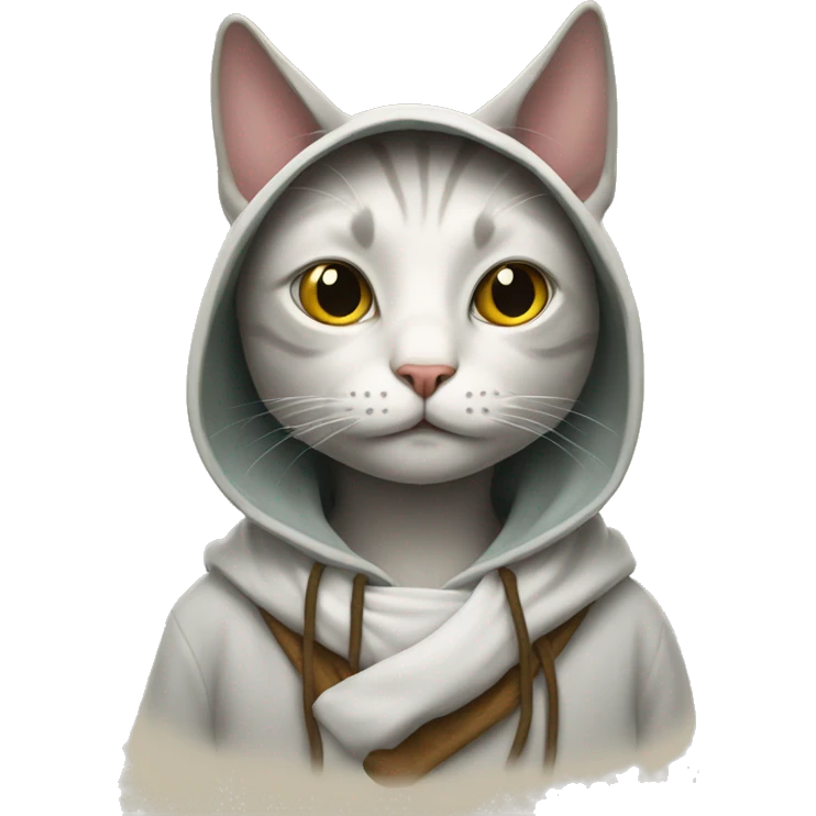 Cat wearing a hodi emoji