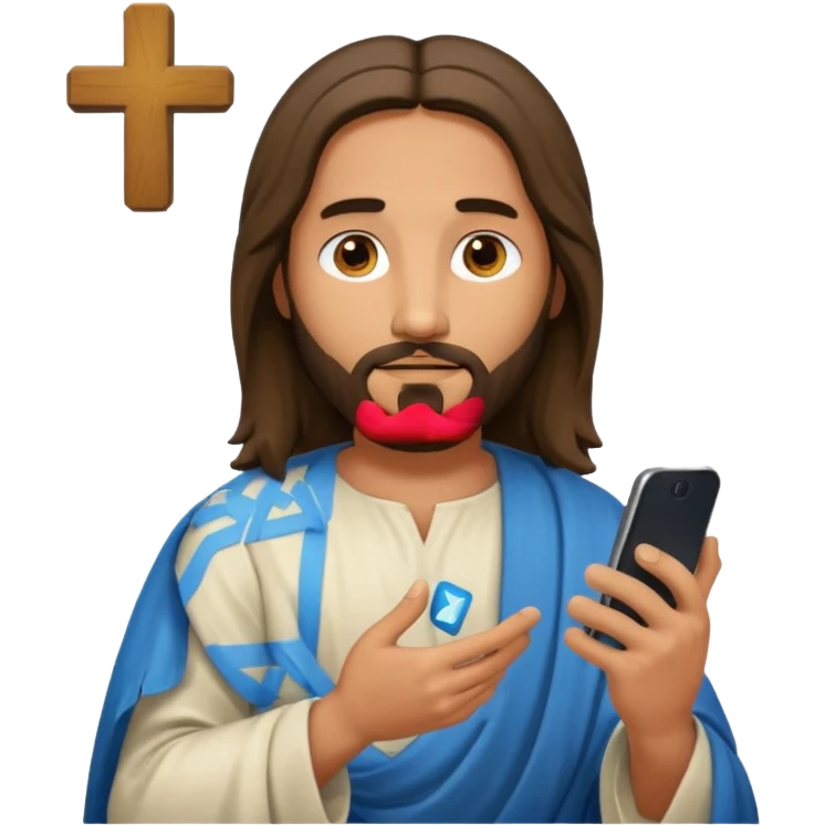 Jésus sur son téléphonesur son téléphone en train de le regarder emoji