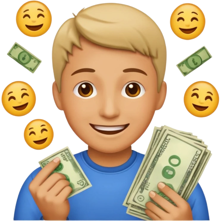 A caring parent counting money with family icons emoji emoji