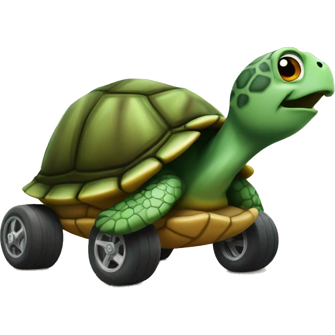 turtle going fast with wheels as hind emoji