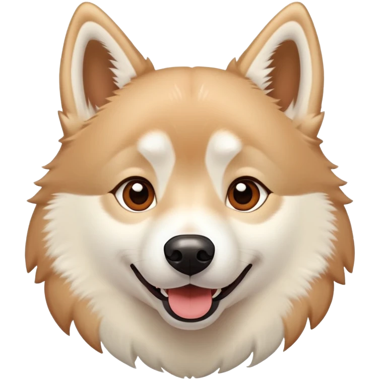 happy light cinnamon colored husky dog, pale tan emoji