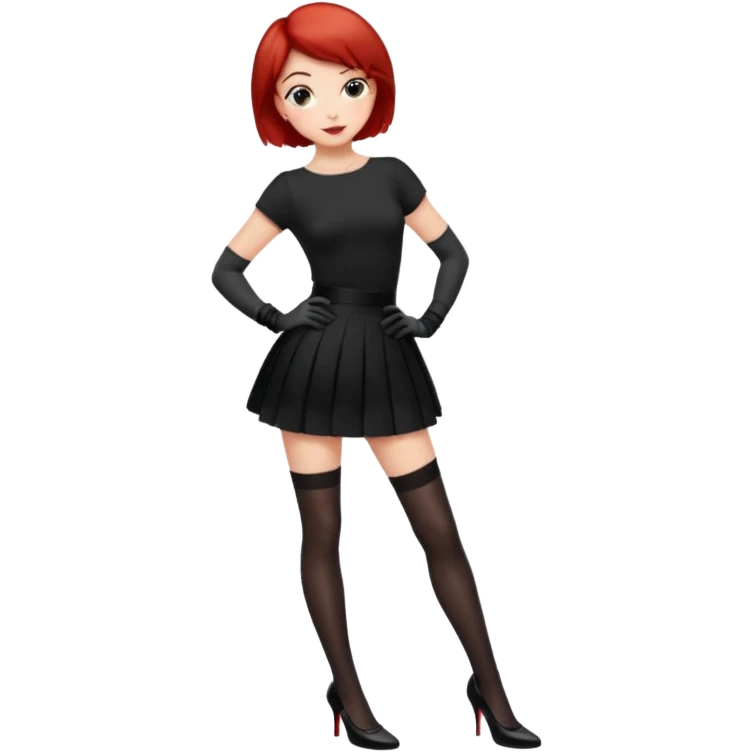 Mistress red short hair long black gloves small skirt black stockings high heels italian girl emoji
