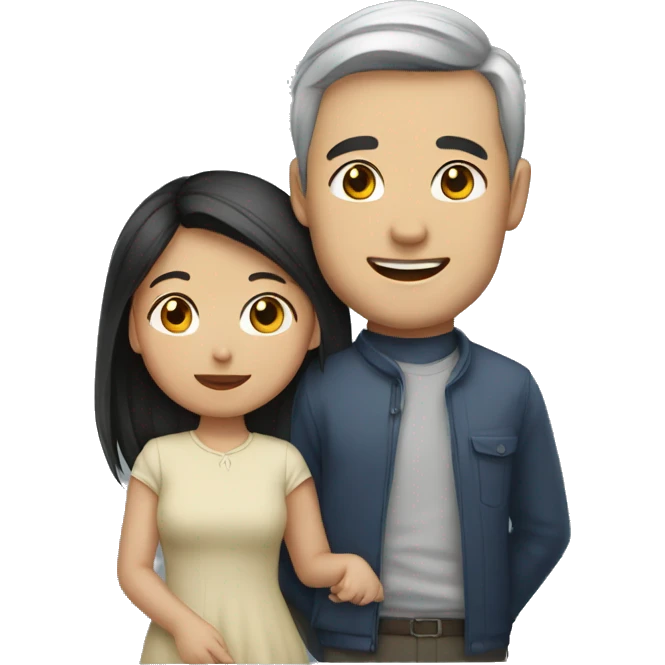 Young Asian girl with husband  emoji