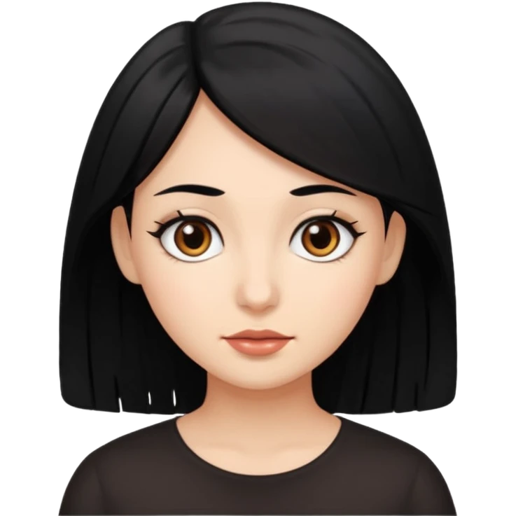 A woman with black hair and big eyes emoji