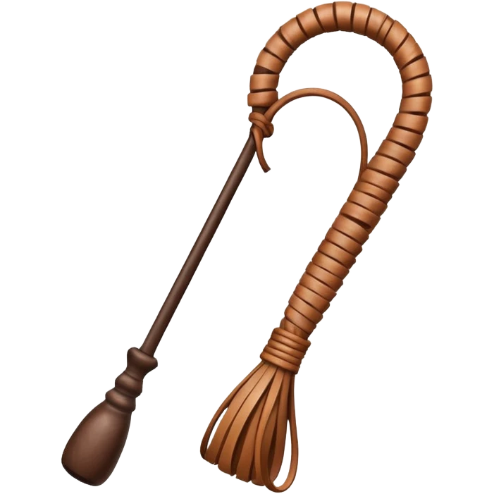 cowboy whip object icon, coiled leather whip, wooden handle, western style, 3D cartoon, mobile game icon style, centered, clean background, soft shadow, no text, no watermark
 emoji