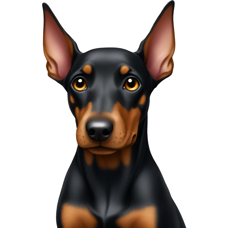 Small miniature Doberman with cropped ears emoji