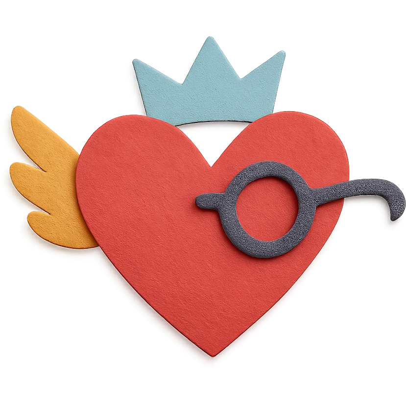a heart with accessories, layered paper look, paper craft style emoji