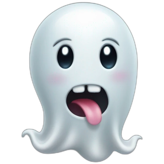 a funny little ghost who sticks out his tongue emoji