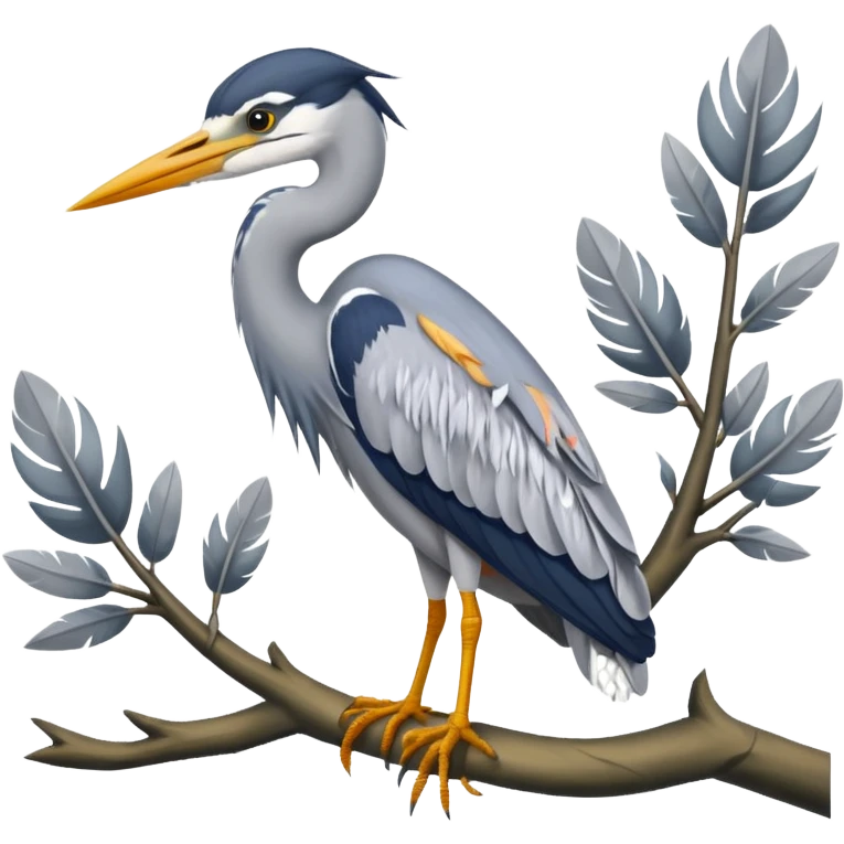 Grey Heron in a tree emoji