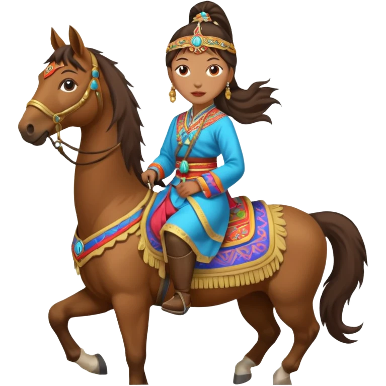 mongolian woman on horse full body emoji