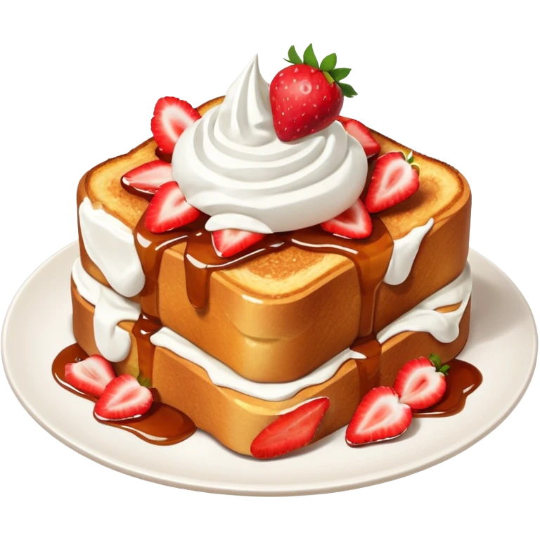 French toast with strawberry on top and whipped cream emoji