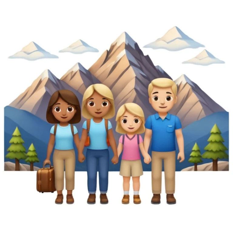 family photo, travelling mountains background emoji
