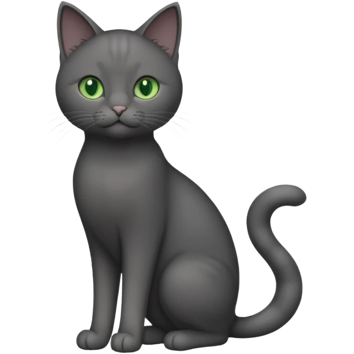 full body completely solid dark grey cat with green eyes and white paws emoji