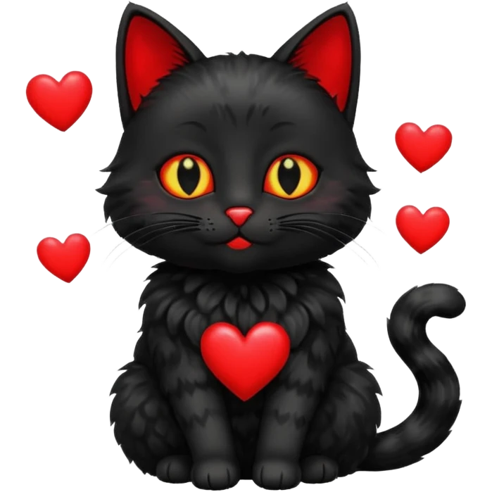 Black Cat with hearts emoji
