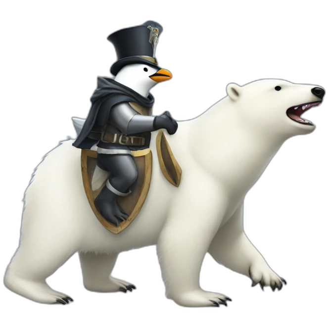 penguin knight riding a polar bear emoji