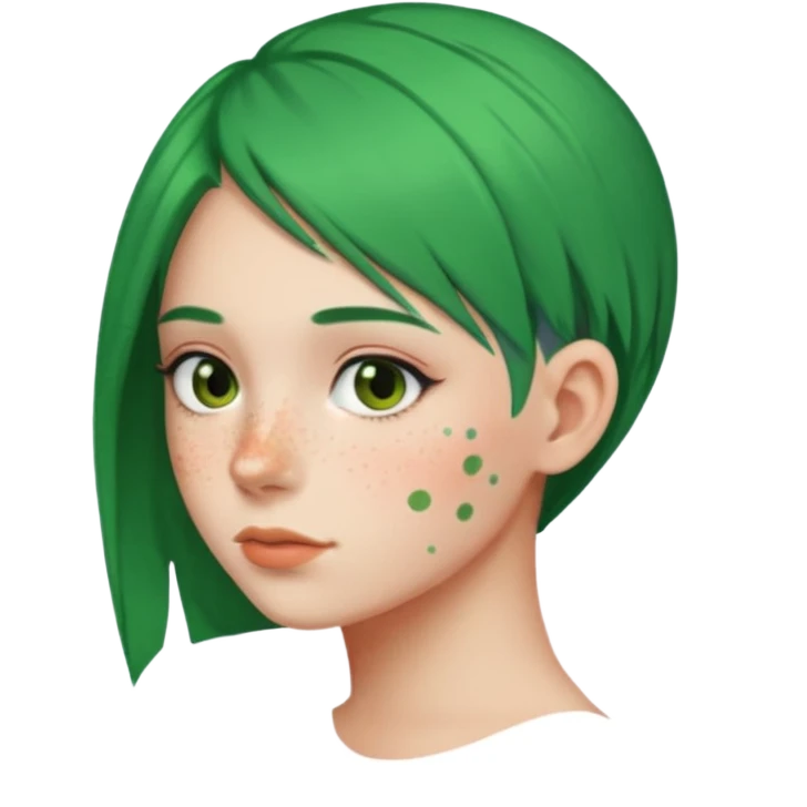 girl with side of head shaved green hair emoji