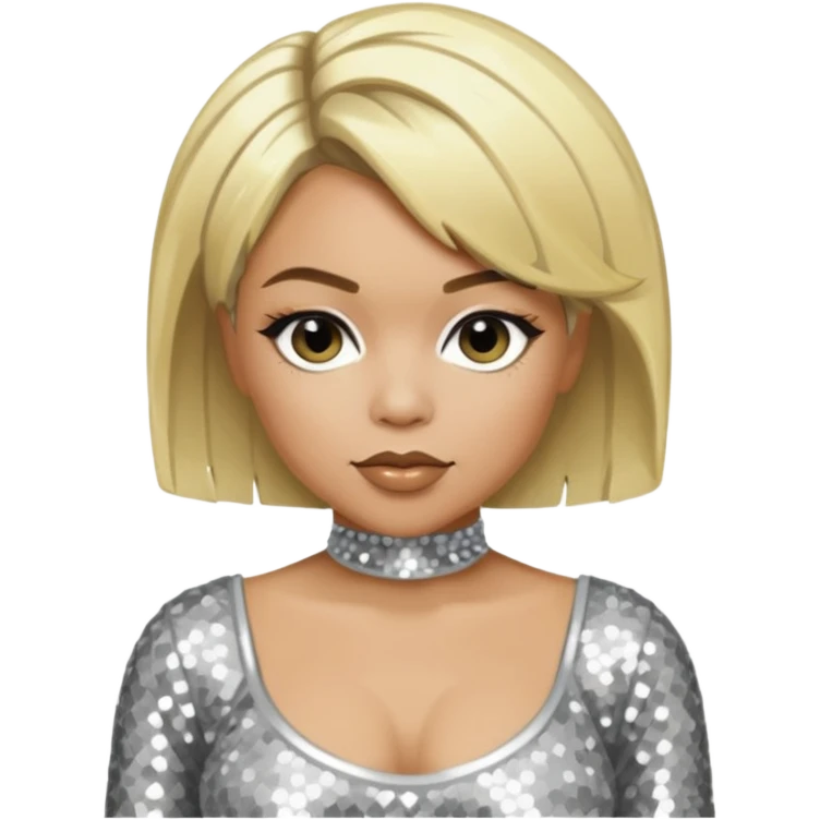 T-Boz from TLC with short blonde hair, silver outfit emoji