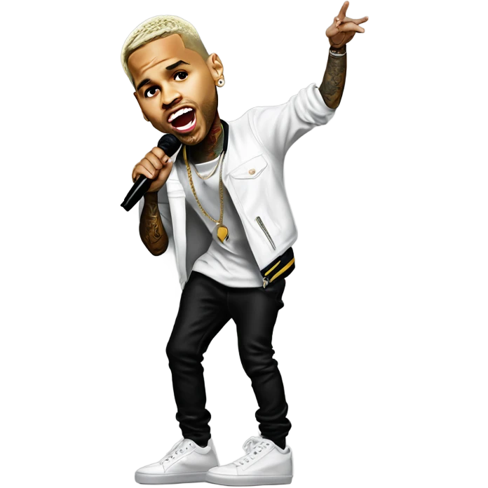 Hyper Realistic Chris Brown on stage singing  emoji