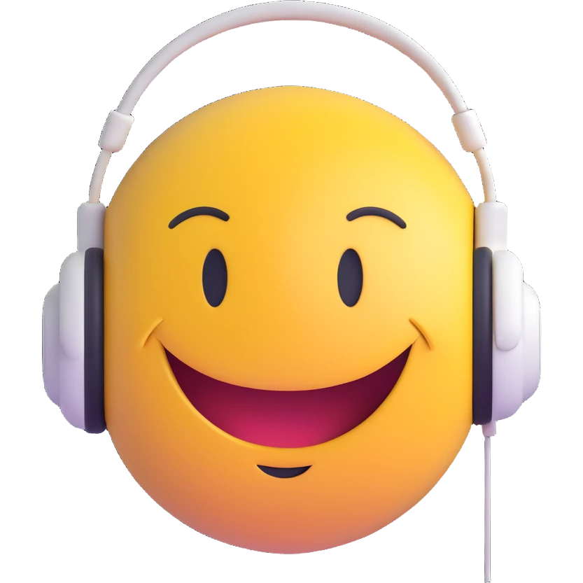 nodding smiley face wearing headphones emoji