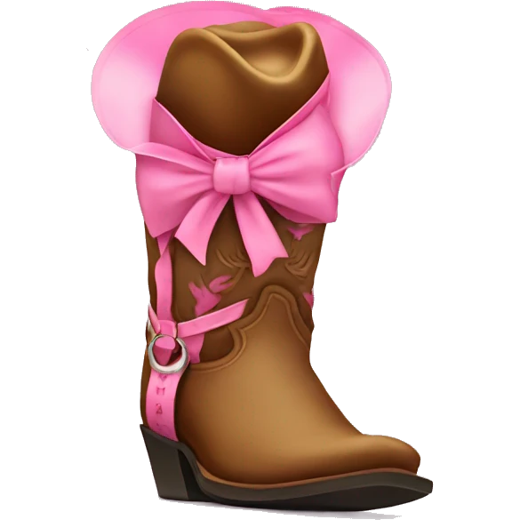 Cowboy boot with pink bow tied on emoji