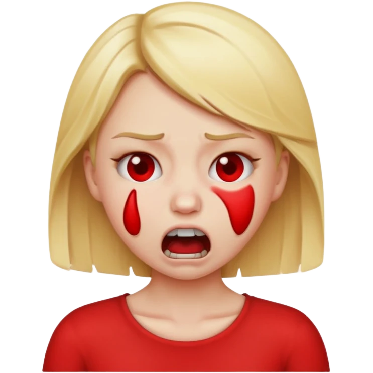 blonde girl emoji choking herself with anger emoji