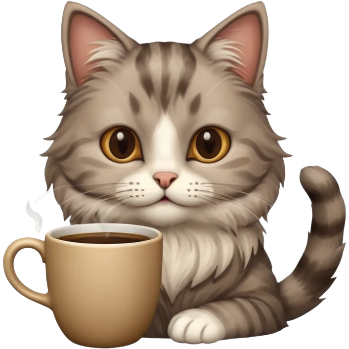 Cat with a cup of coffee emoji