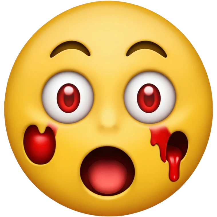 yellow emoji face with wide bloodshot eyes, anxious or shocked emoji