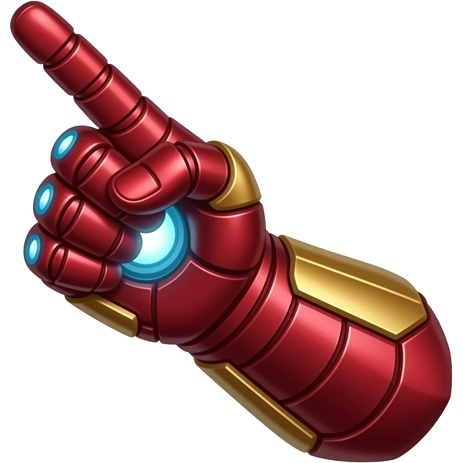 Click, click thumb and point finger iron man arm glove with infinity stones emoji