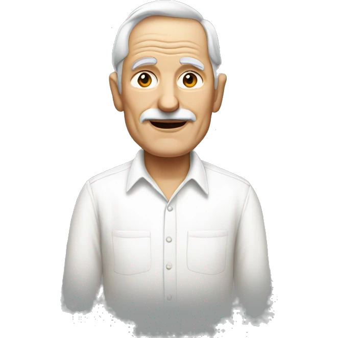 old man in white shirt without mustache emoji