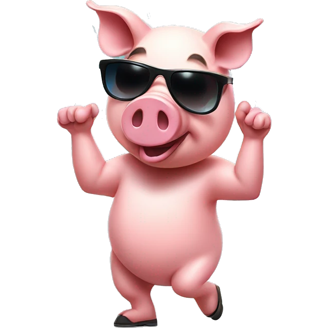 pig wearing sunglasses dancing with rave lights emoji