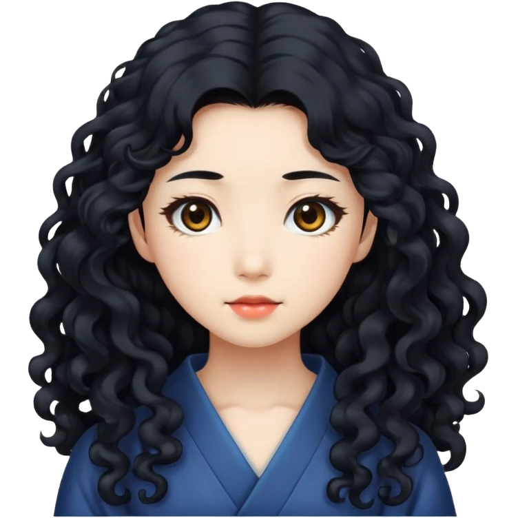 Japanese girl with long curly hair emoji