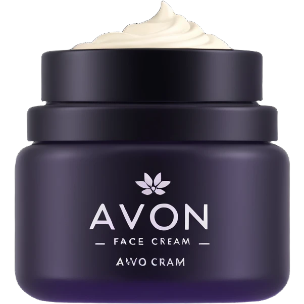 face cream jar with AVON logo emoji