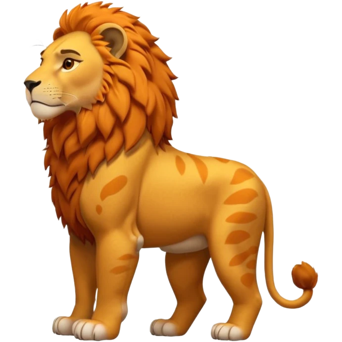 FULL BODY panthera leo male style wild, full flat  cute side profile design in 3d soft l centered composition cartoon style128x128 pixels emoji