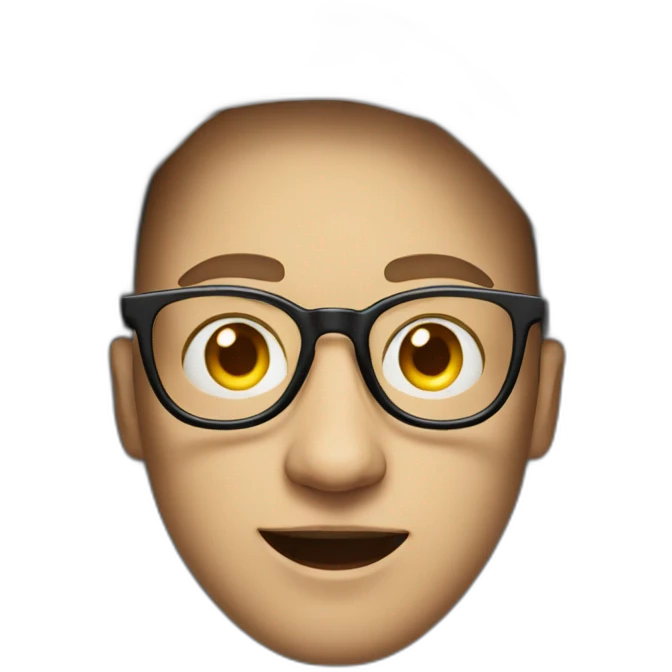 a man in a white hoodie with glasses and egg-shaped face with open mouth emoji