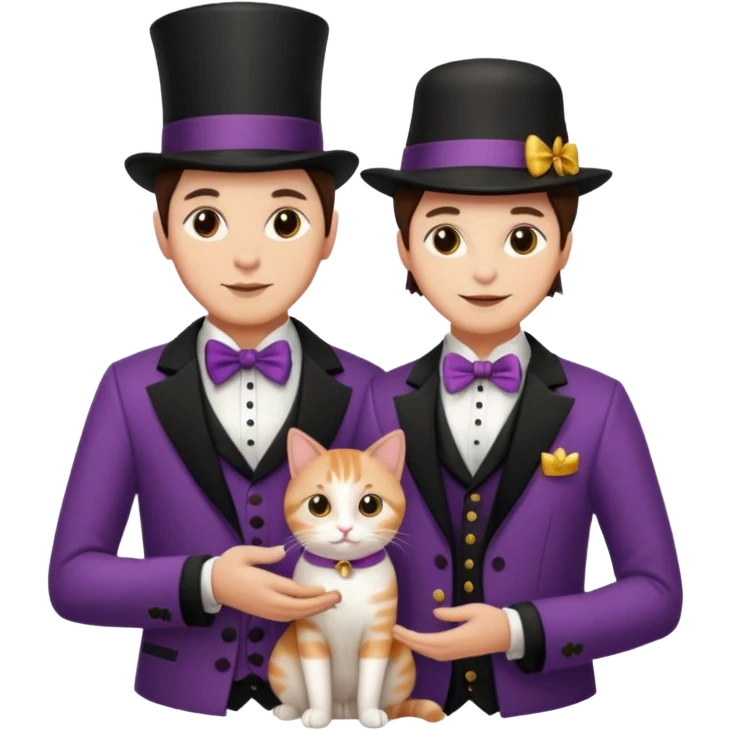 magician couple and their pet cat emoji