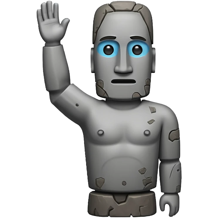 Un moai con una deja levantada emoji