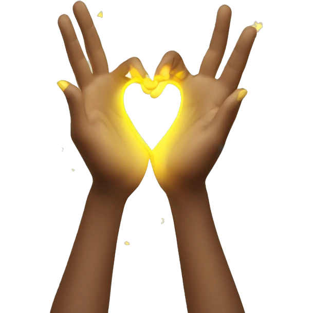 two pale hands making a heart. in the back ground there are yellow sparks flying  emoji
