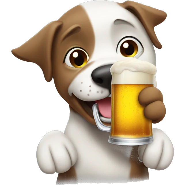 Dog drinking beer ￼ emoji