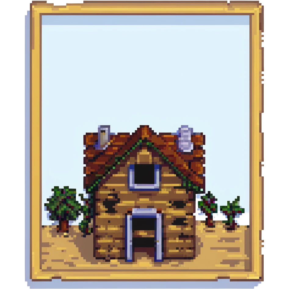house under construction, pixel art, visible wooden frame emoji