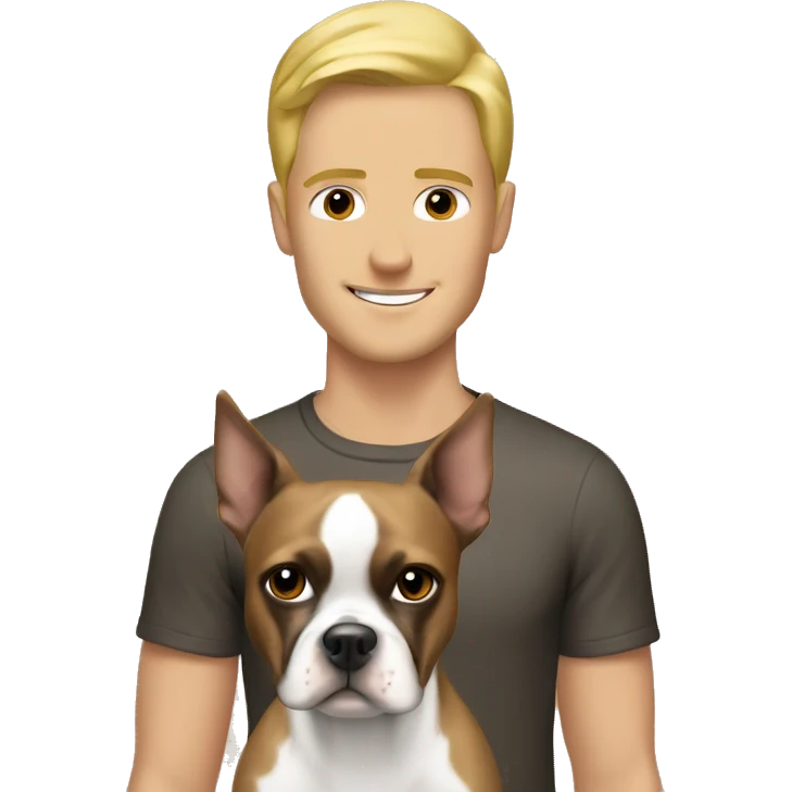 Blonde guy with brown boston terrier emoji