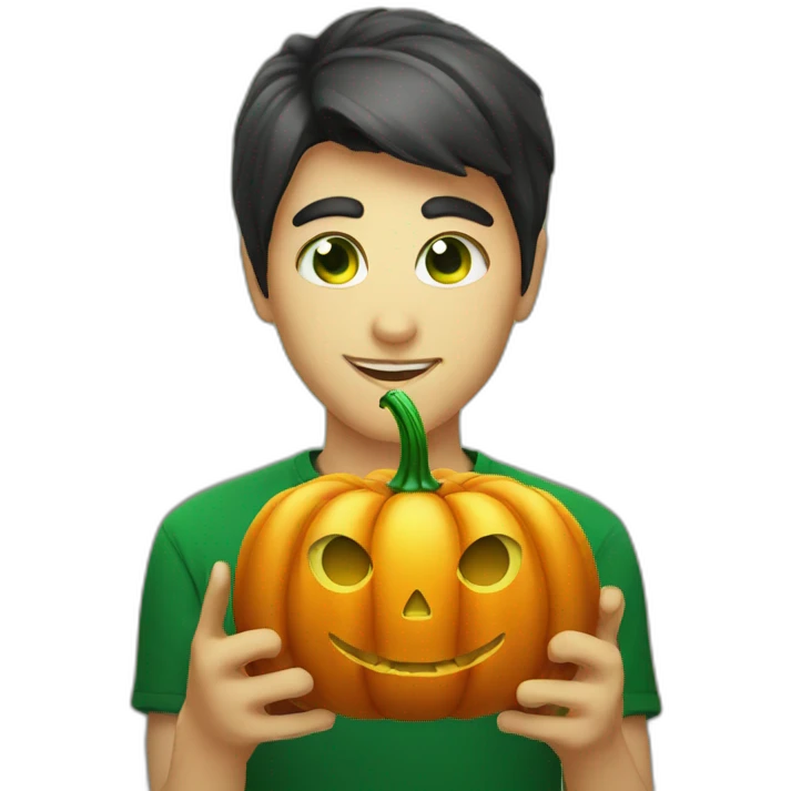 Green eyes pumpkin emoji