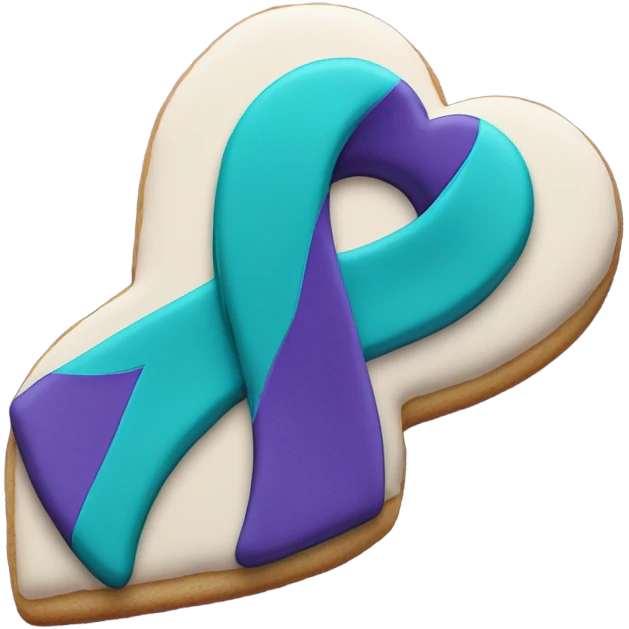 Purple teal Suicide awareness ribbon, heart cookie emoji