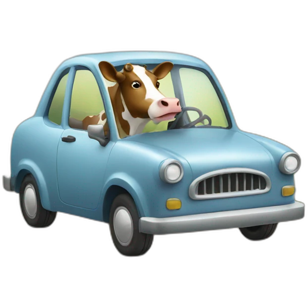 a cow driving a car emoji