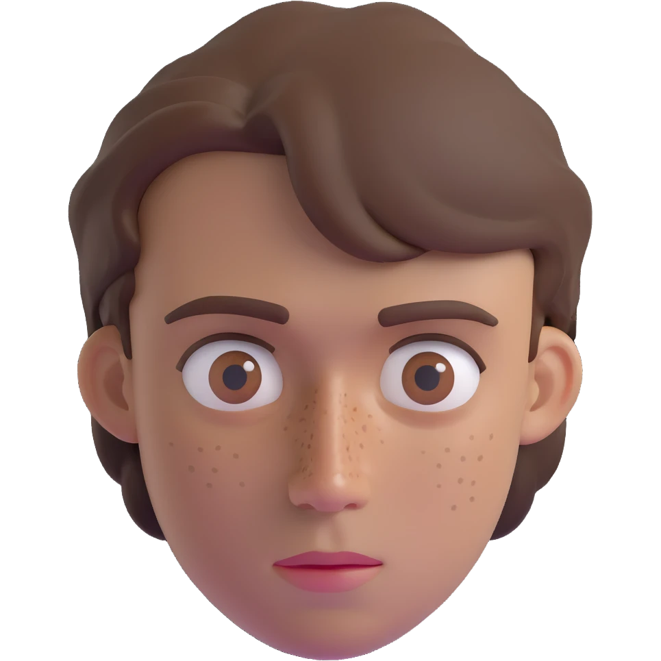 Polish man with medium length brown hair and freckles around his left eye emoji