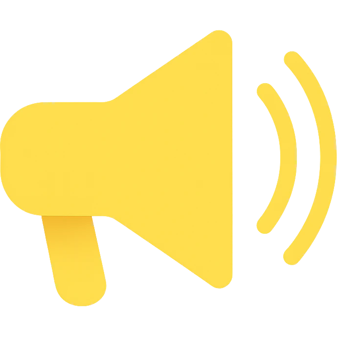 loud speaker, yellow color, flat icon, no text, simple background emoji